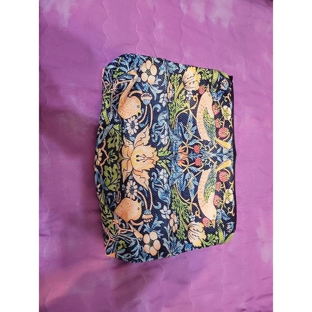 Morris & Co Bird & Strawberries Small Cosmetic Bag Zipper